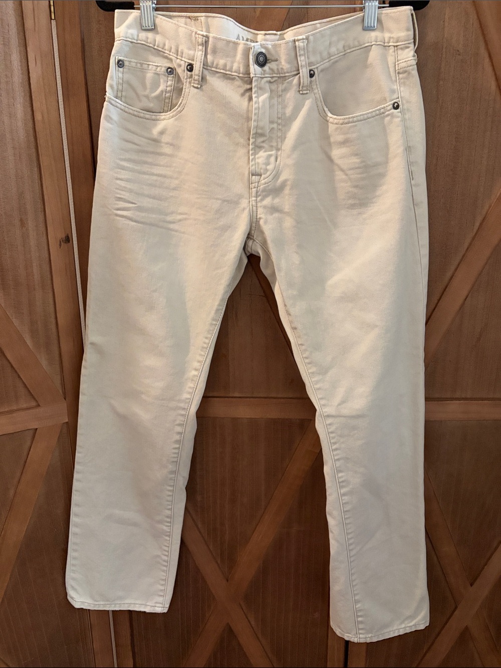 American Eagle Outfitters Cream Slim Straight Jeans
